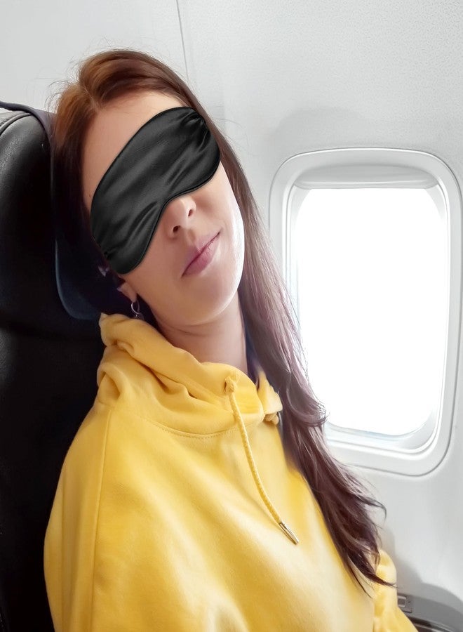 Dimeho 3 Pcs Sleep Mask Soft Silky Eye Masks Cover with Elastic Straps Effective Shading Blindfold for Sleeping Women Men Travel Eyeshade (Pink/Black/Green) - Image 5